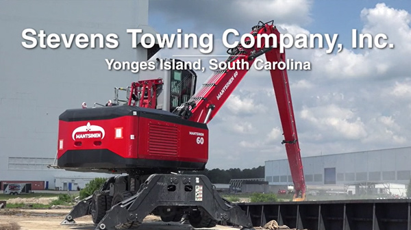 Mantsinen 60 from SMH Group Makes Loading Barges Fast & Safe for Stevens Towing Company, Inc.